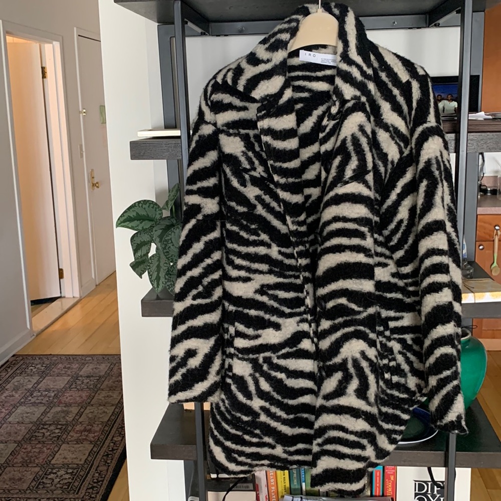 IRO Bera Zebra-Print Single-Breasted Coat